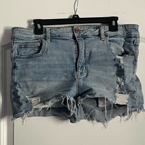 American eagle distressed light wash jean shorts